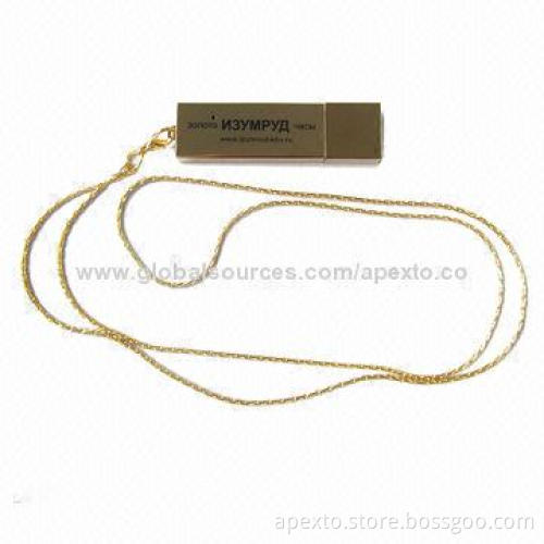 Gold USB Stick with 16GB Storage Capacity, Supports Password Protection and Bootable Function